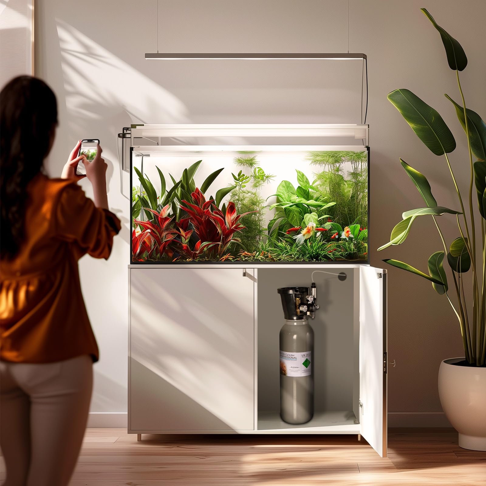 Aquario Professional 2.0 - Komplettes CO2-Set mit Elektroventil und 5L Flasche für Aquaristik: Präzisionsdosierung, Hochwertiger Diffusor, Einfache Installation