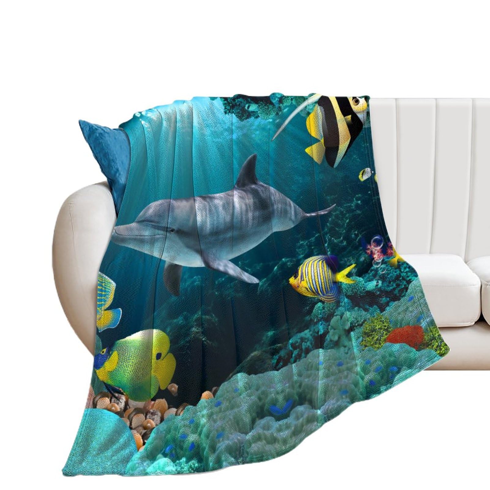 Couverture polaire dauphin pour cocooning sur le canapé et nuits douillettes