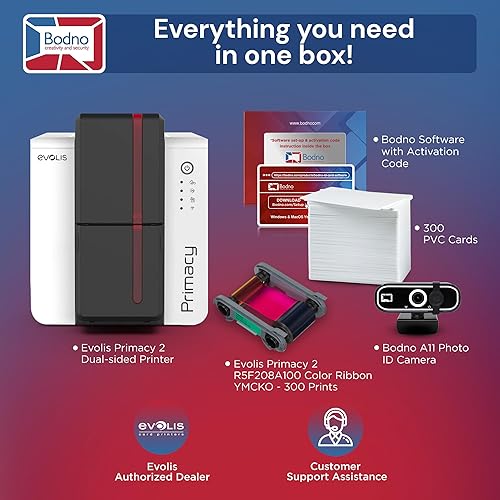 Miniatura 2 de Bodno Evolis Primacy 2 Dual Sided ID Card Printer & Complete Supplies Package Bronze Edition ID Software Software Edición Bronce