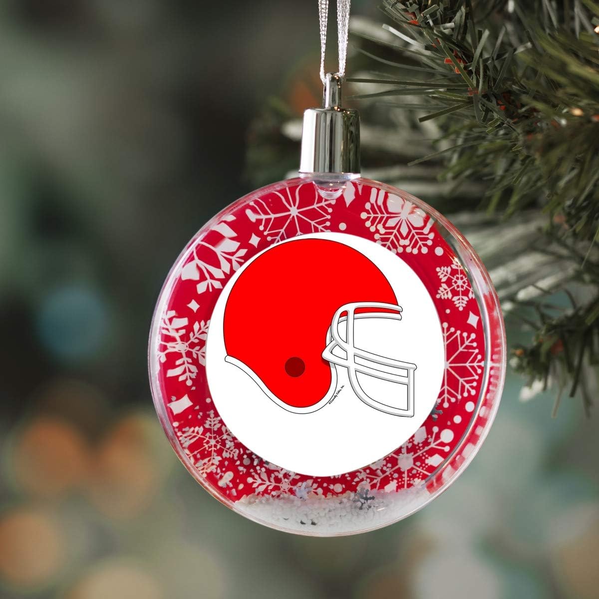 PrintedPerfection.com Personalized Friendly Folks Football Helmet - Red Christmas Snow Globe Ornament