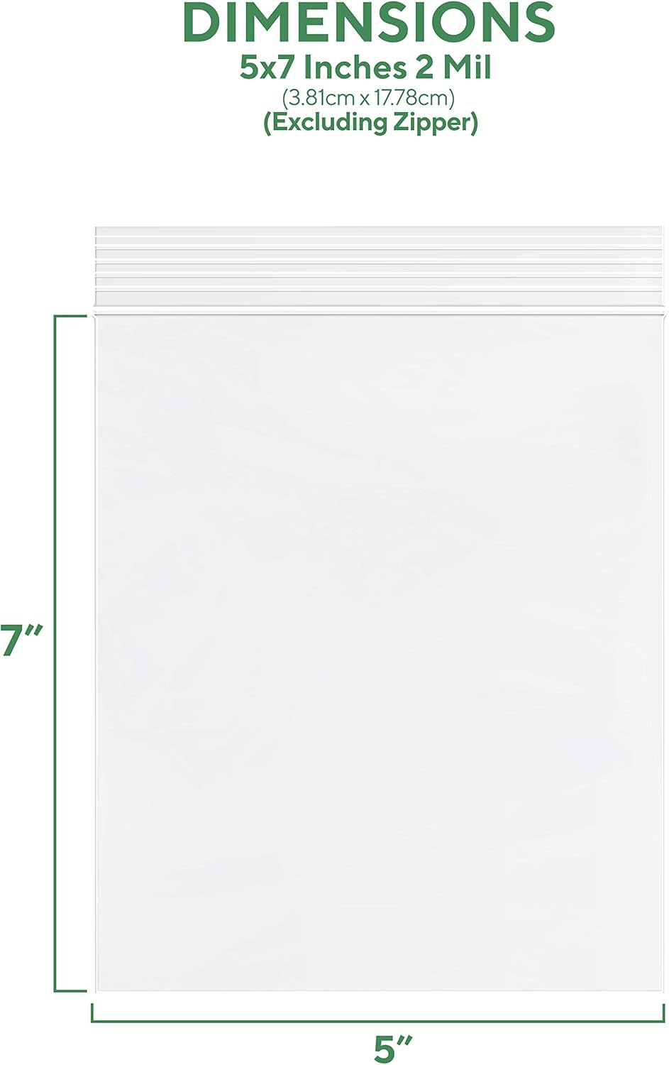 GPI Case of 1000 5" x 7" Clear Plastic Reclosable Zip Bags - Bulk 2 mil Thick Strong & Durable Poly Baggies With Resealable Zipper Top Lock & write-on white block, for storage, packaging & shipping
