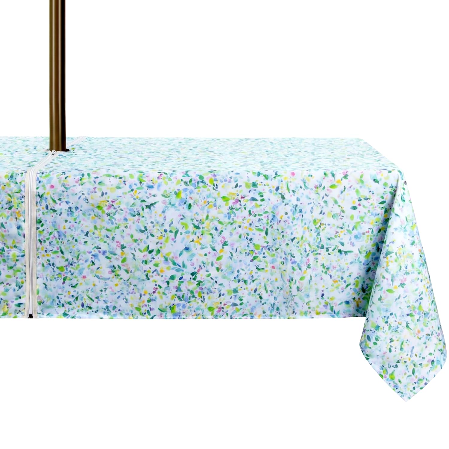 youngseahome Outdoor Tablecloth Water Resistant Polyester Fabric Summer Table Cover with Zipper Umbrella Hole for Picnic/Party/Dinner/Patio Garden (60×84Inch Rectangle,Spring Leave)