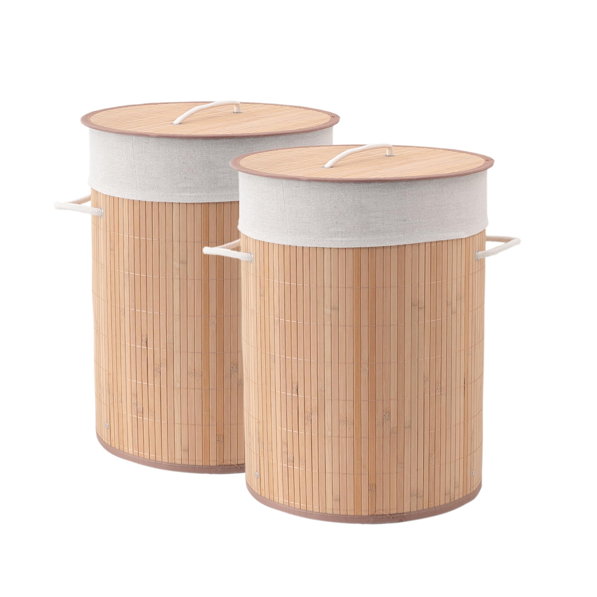Kuber Industries Pack of 2 Rectangular Bamboo Laundry Basket For Clothes With Lid | 61 Ltr Washing Clothes Storage Box -Dark Brown (B0D9JRFX2C) Amazon Price History, Amazon Price Tracker