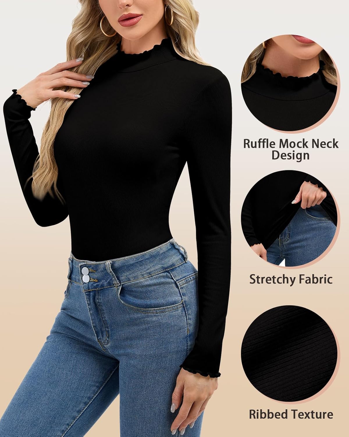 Thermal Turtleneck Shirts for Women with Thumb Hole Fleece Lined Top Thermal Top Undershirt Underwear Winter Cold Weather - Image 4