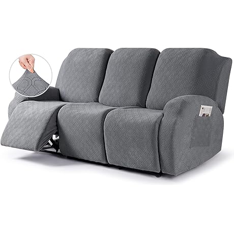 Stretchable Dark Gray Recliner Sofa Covers for 3 Seats