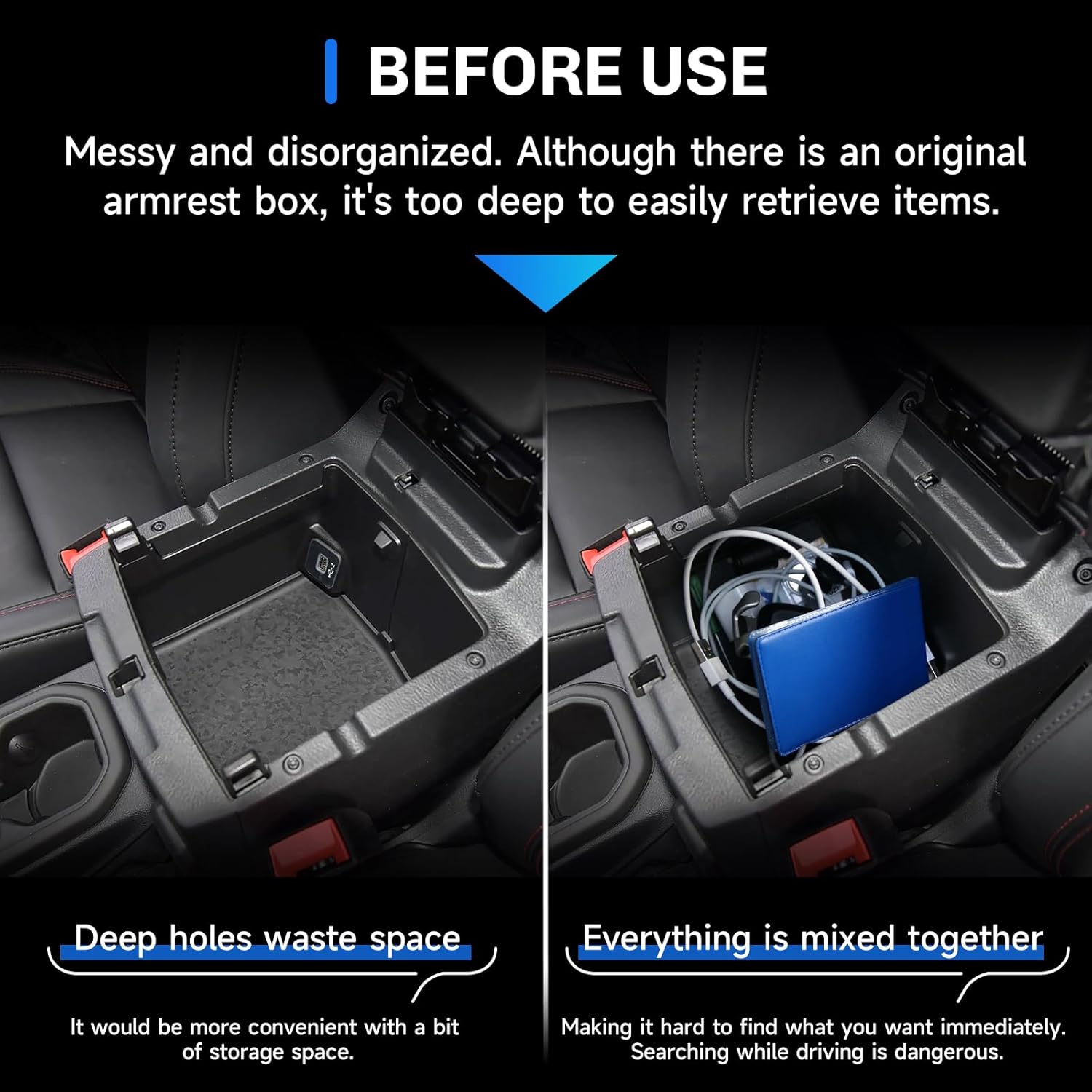 SXCY [3PCS Tray for 2025 2026 Jeep Wrangler Center Console Organizer for 2018-2026 Jeep Wrangler Accessories [2 Armrest Tray+Privacy Storage] 2023 2024 2025 2026 Wrangler Console Organizer