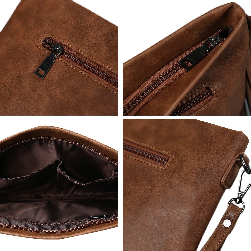 Aideal Pochette Uomo da Polso Pelle sintetica, Multifunzione Borsetta Portacellulare a Mano Marrone Sacchetto Portatile per Ufficio/Lavoro/Shopping