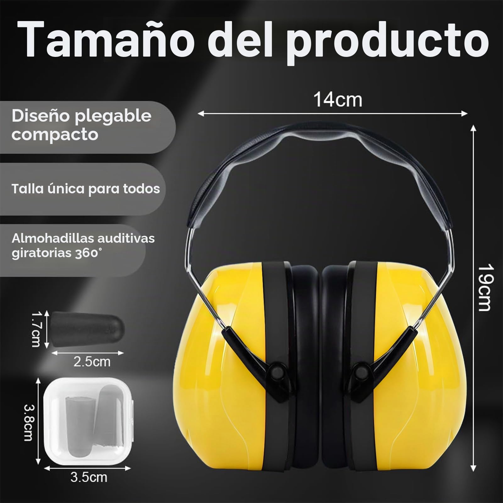 flintronic Casco Antiruido, Protectores Auditivos SNR 28/22/25 dB, Ajustable Cascos Insonorizacion, para Adultos/Niños, para el Trabajo, Estudiar