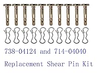 Vista 2 de 12 piezas 738-04124A y 714-04040 pasadores de corte y chavetas para quitanieves Cub Cadet MTD Troy Bilt