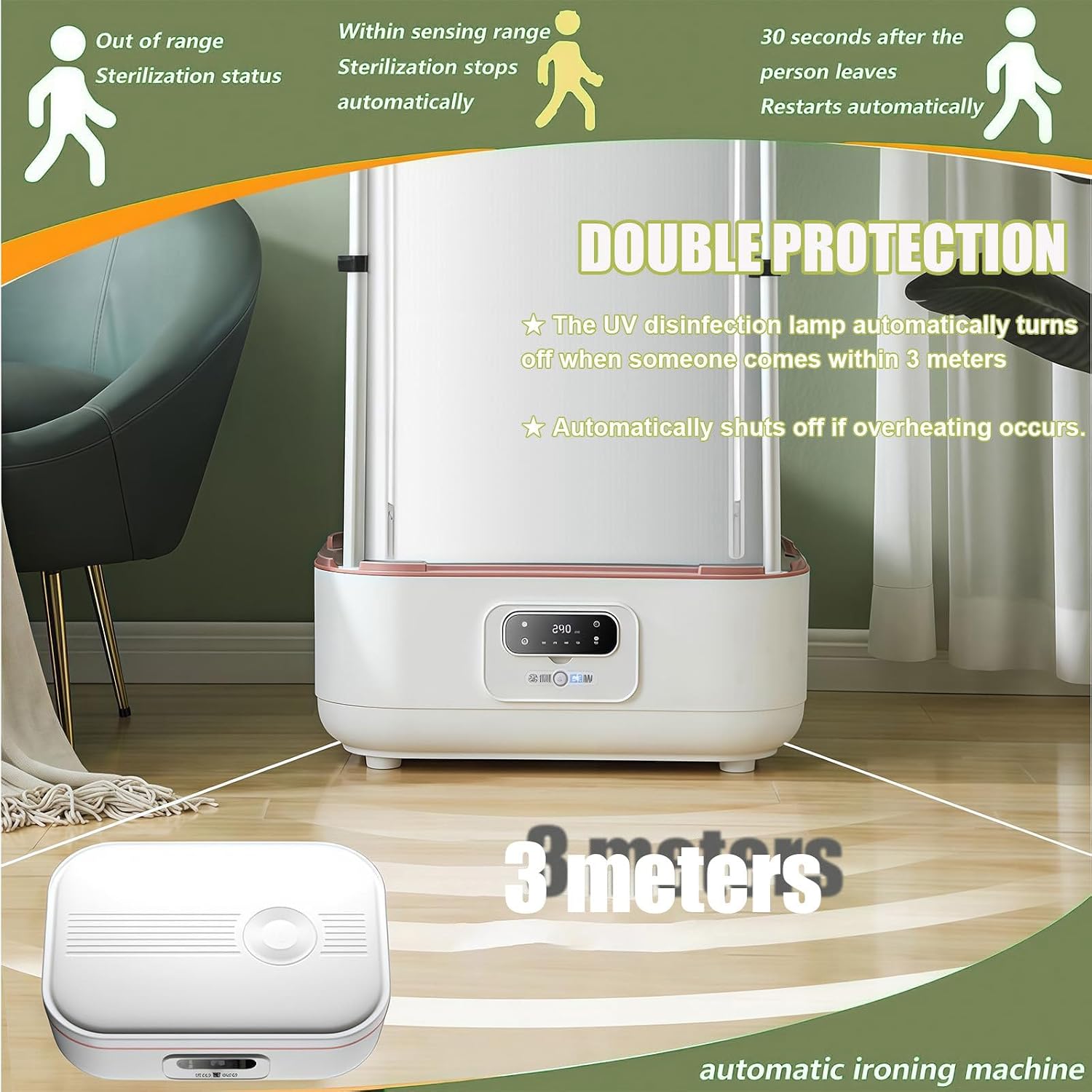 Hanging Garment Steamer, Wrinkle Remover, Collapsible Steam Iron, One-Key Care, Quick-Dry Steam for Dress Shirts & Suits