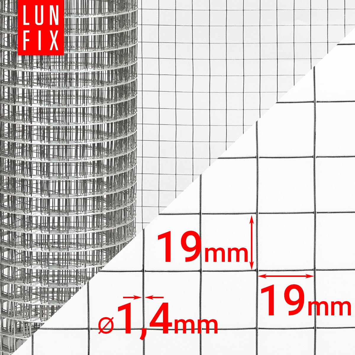 Volierendraht 19x19 mm 1.4 mm 1.0mx25m verzinkt Drahtgitter | Maschendrahtzaun Schweißgitter Hasengitter für Vogelvoliere Außengehege Rankhilfe Gartenzaun Kleintiergehege Hühnerzaun