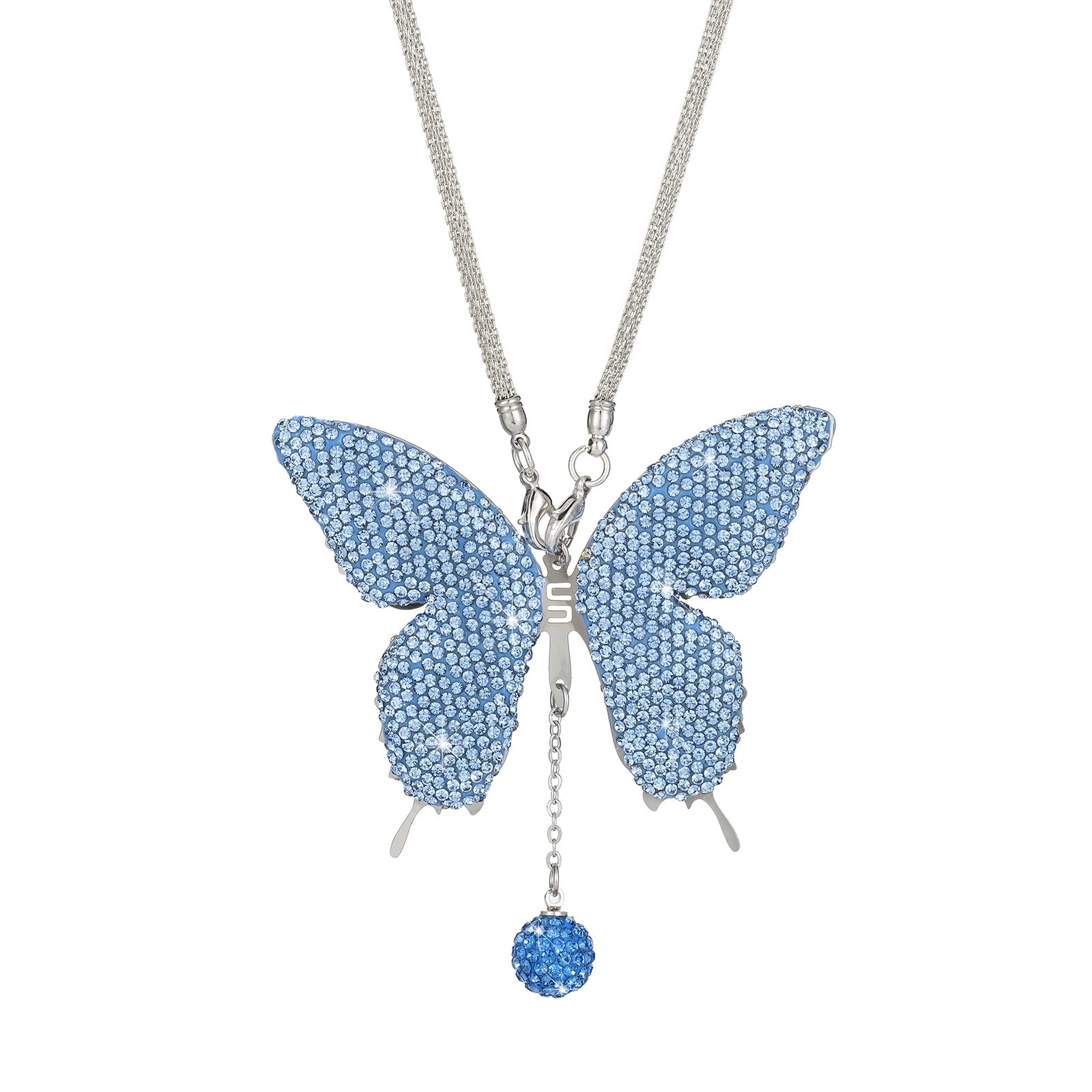 Car Accessory for Women and, Cute Car Decors for Women, Luck Rhinestones Butterfly Ornaments Rear View Charm Hanging Ornaments for