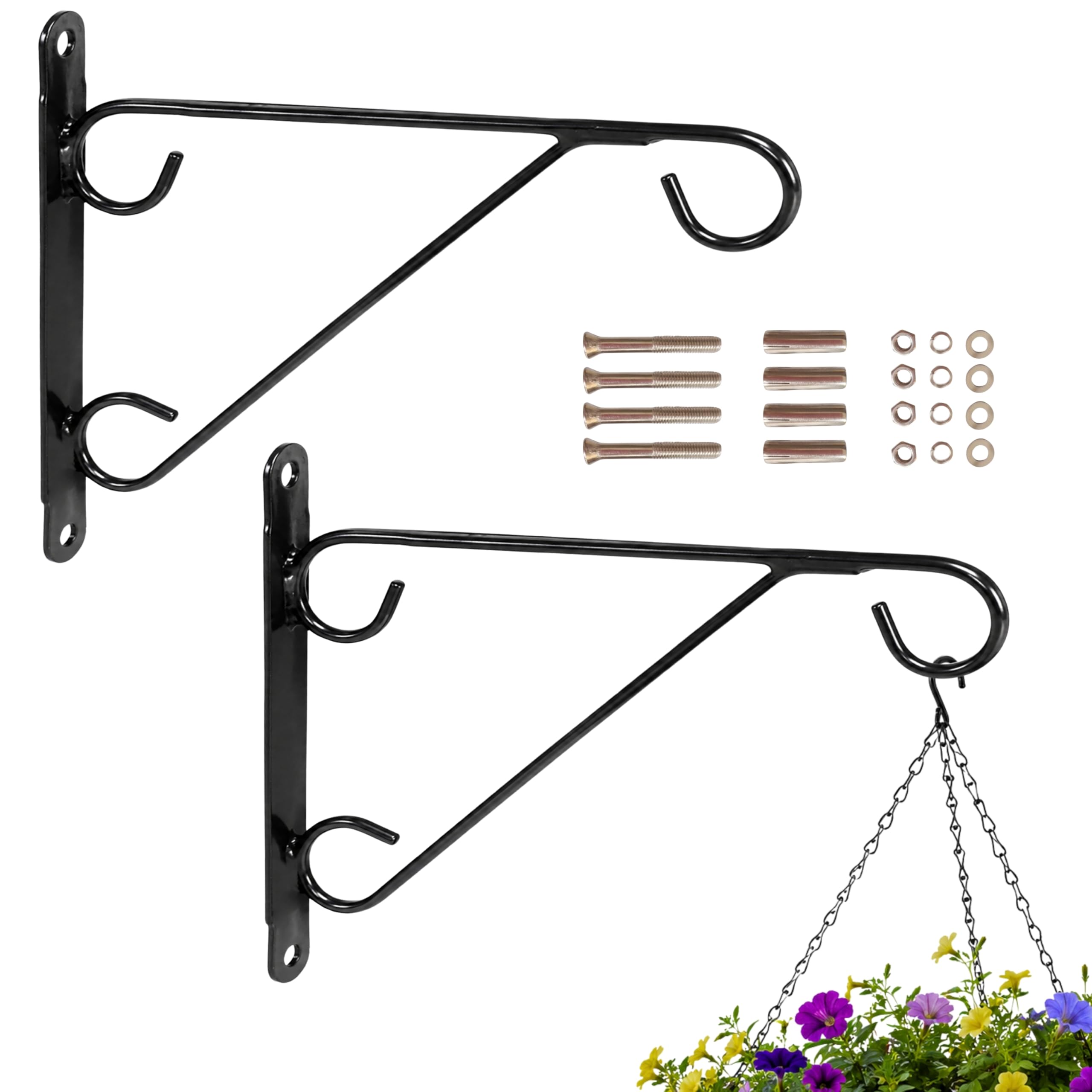 Supports de panier suspendus 45,7 cm en acier noir lot de 2