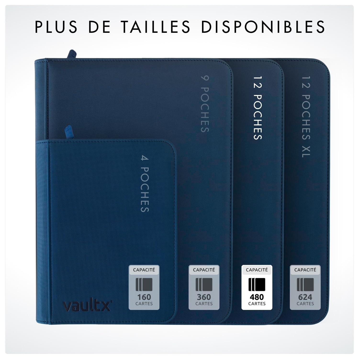 Vault X Exo-Tec® Classeur à 12 compartiments pour cartes à collectionner avec fermeture à glissière - 480 pochettes latérales