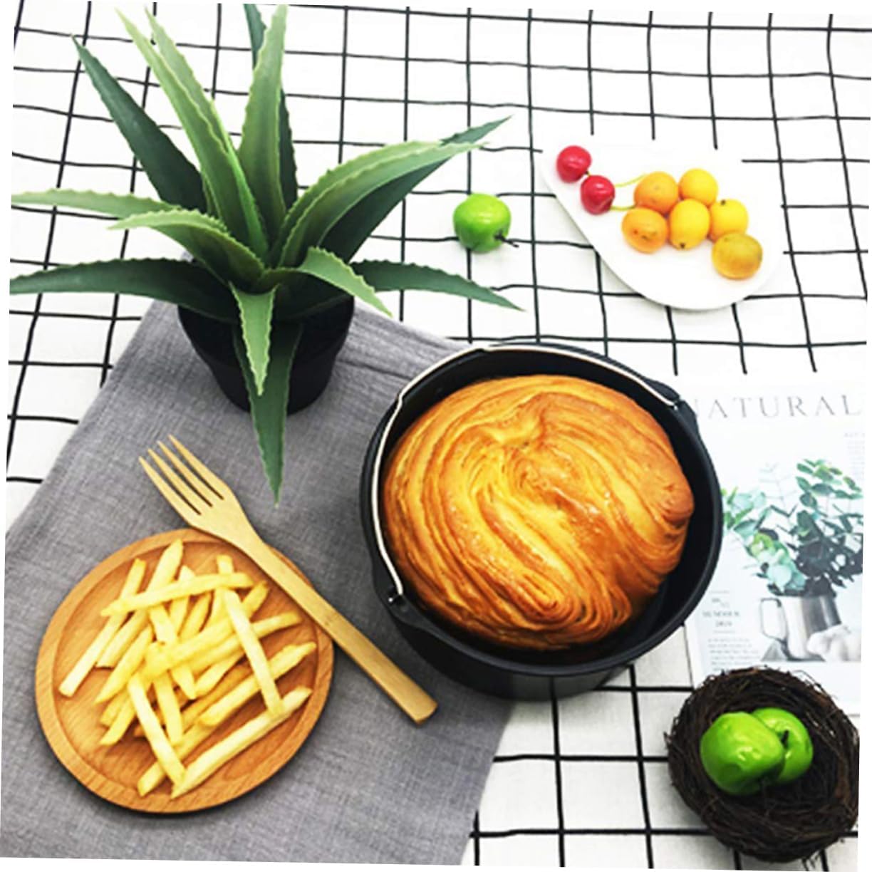 Cabilock 5pcs Air Fryer Accessories Includes Baking Cake Pot Pizza Pan and Grill Tools for and Cleaning and Cold for Home Use