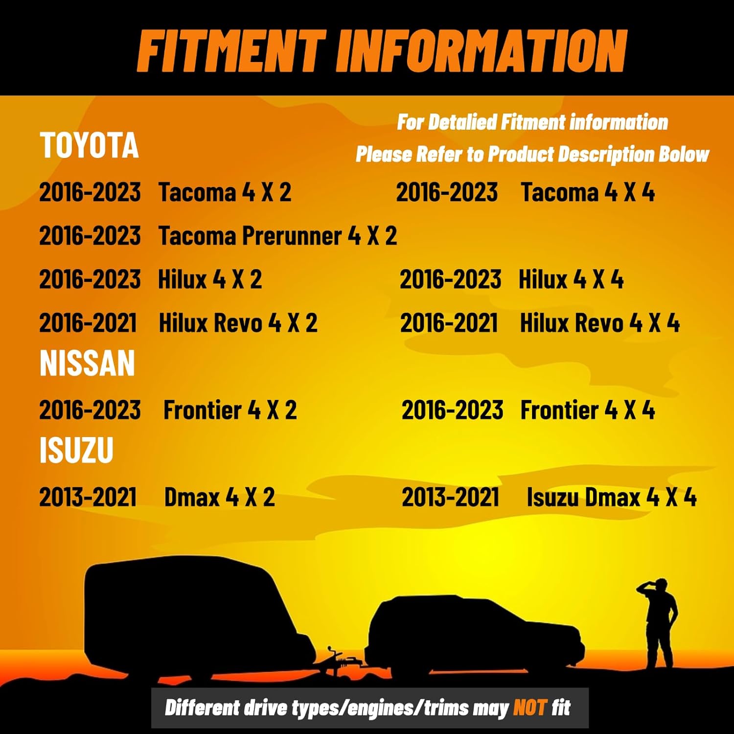 SSR-612-47 Rear Suspension Enhancement Black | Bump Stop Fit for TOYOTA Tacoma 2016-2023 2/4WD, Hilux 4 (2016-2023) 2/4WD, Isuzu Dmax 2013-2021 2/4WD, Nissan Frontier 2016-2023 2/4WD