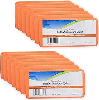 Novamedic First Aid Padded Aluminum Finger Splint 20 Pack, 2 inch, Made for Finger Knuckle Immobilization Sprains, Swelling, Strains, Arthritis of Adults and Children Provides Pain Relief, Waterproof Brace