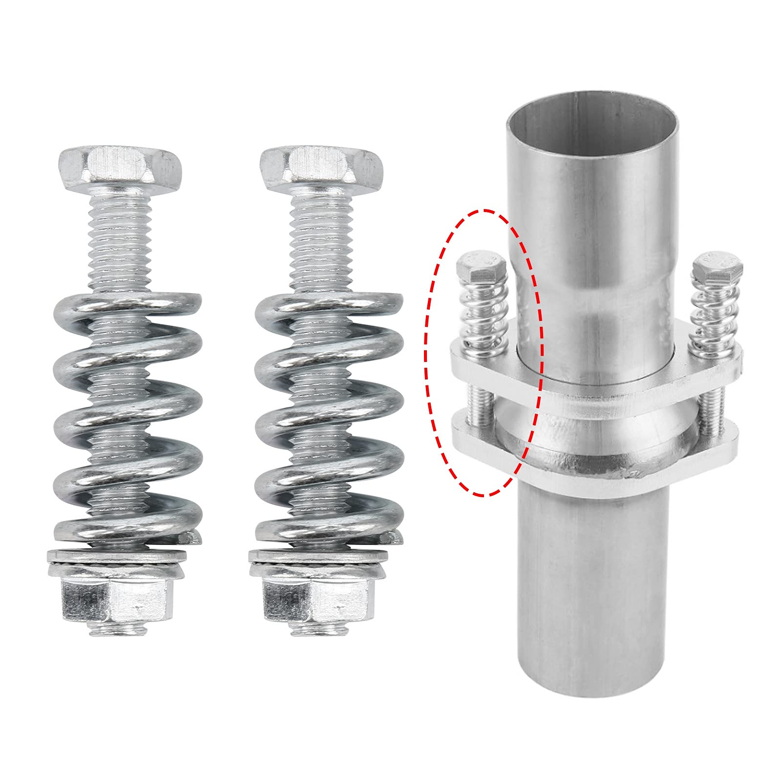 Akozon Kit de Reparación de Escape de Metal de 8 Piezas con Pernos, Tuercas, Resortes, Juntas y Accesorios Automotrices de Acero
