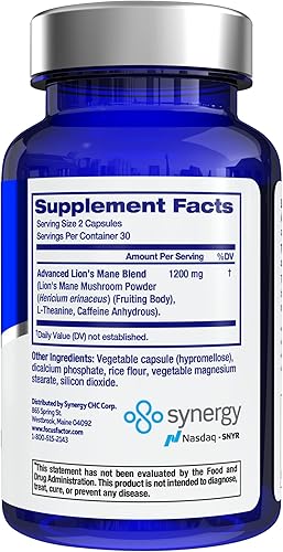 Miniatura 3 de Focus Factor Lions Mane Plus, nootrópico avanzado con L-teanina, cafeína, enfoque y energía (60 unidades)