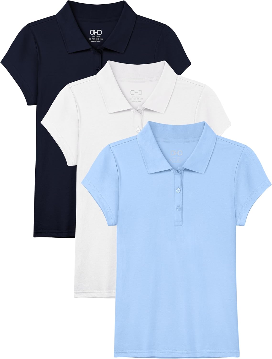 OHD 3 Pack Girls Polo Shirt School Uniform Polo for Girls Cotton Soft Short Sleeve Classic Collared Polo Shirt Size 3T-14 OHD 3 Pack Girls Polo Shirt School Uniform Polo for Girls Cotton Soft Short Sleeve Classic Collared Polo Shirt Size 3T-14