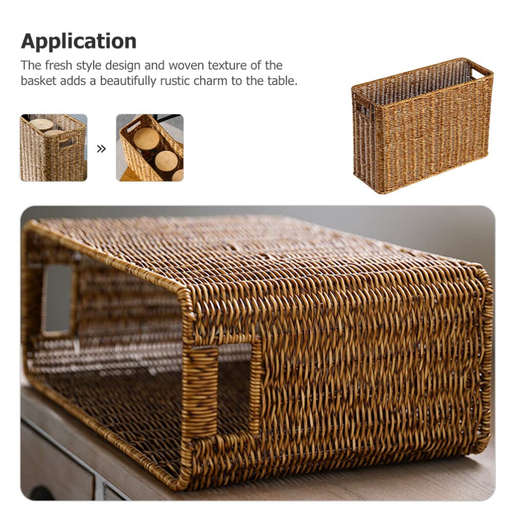 Alipis Panier de Rangement Tressé en Rotin Synthétique, Grosse Capacité, Léger et Ergonomique, Bac de Rangement Creux pour Maison et Bureau, Panier Décoratif Polyvalent pour Chambre