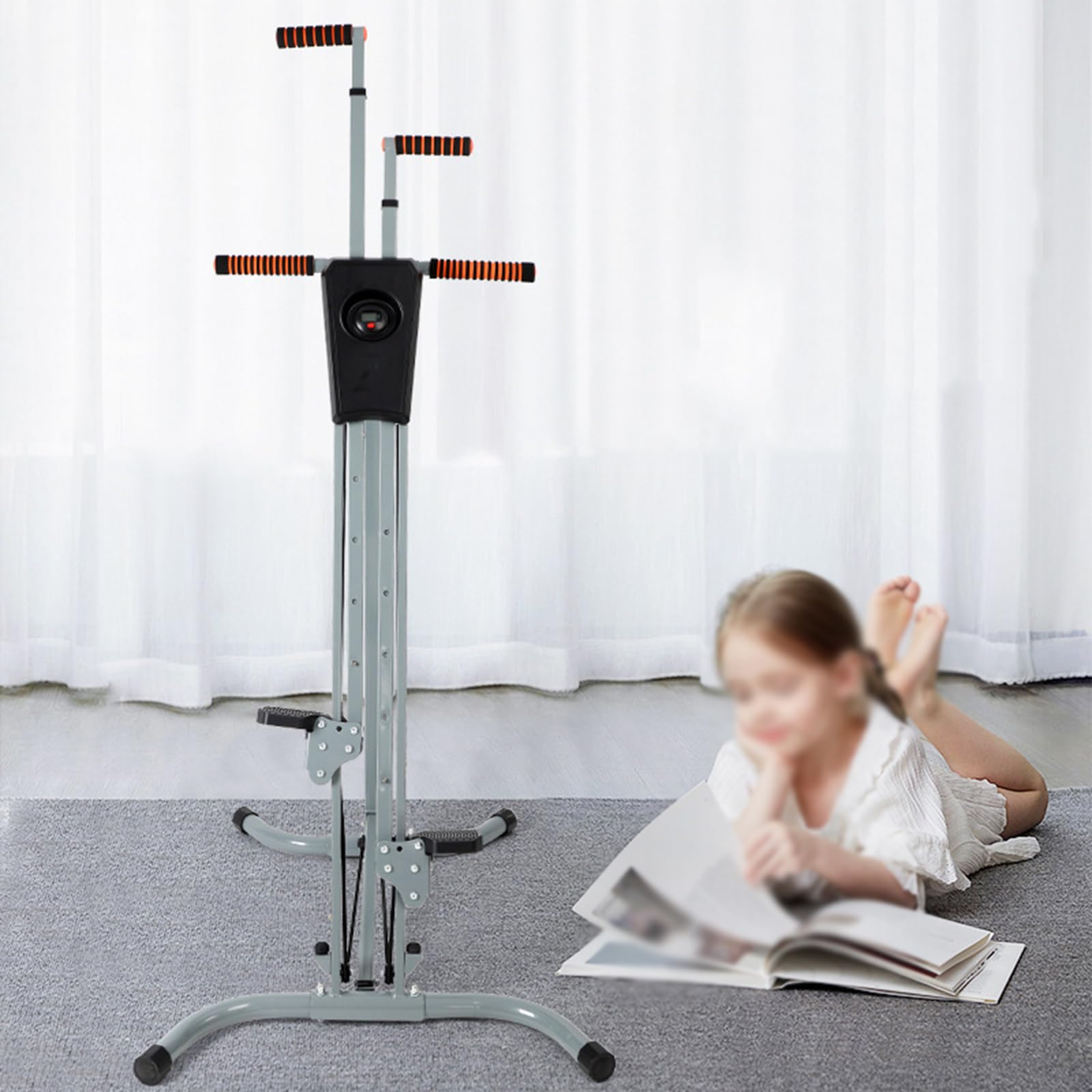 Vertical Climber, Stepper Vertical Climber z licznikiem, wielofunkcyjny pionowy górski, 5 poziomów oporu z regulacją wysokości, do użytku domowego