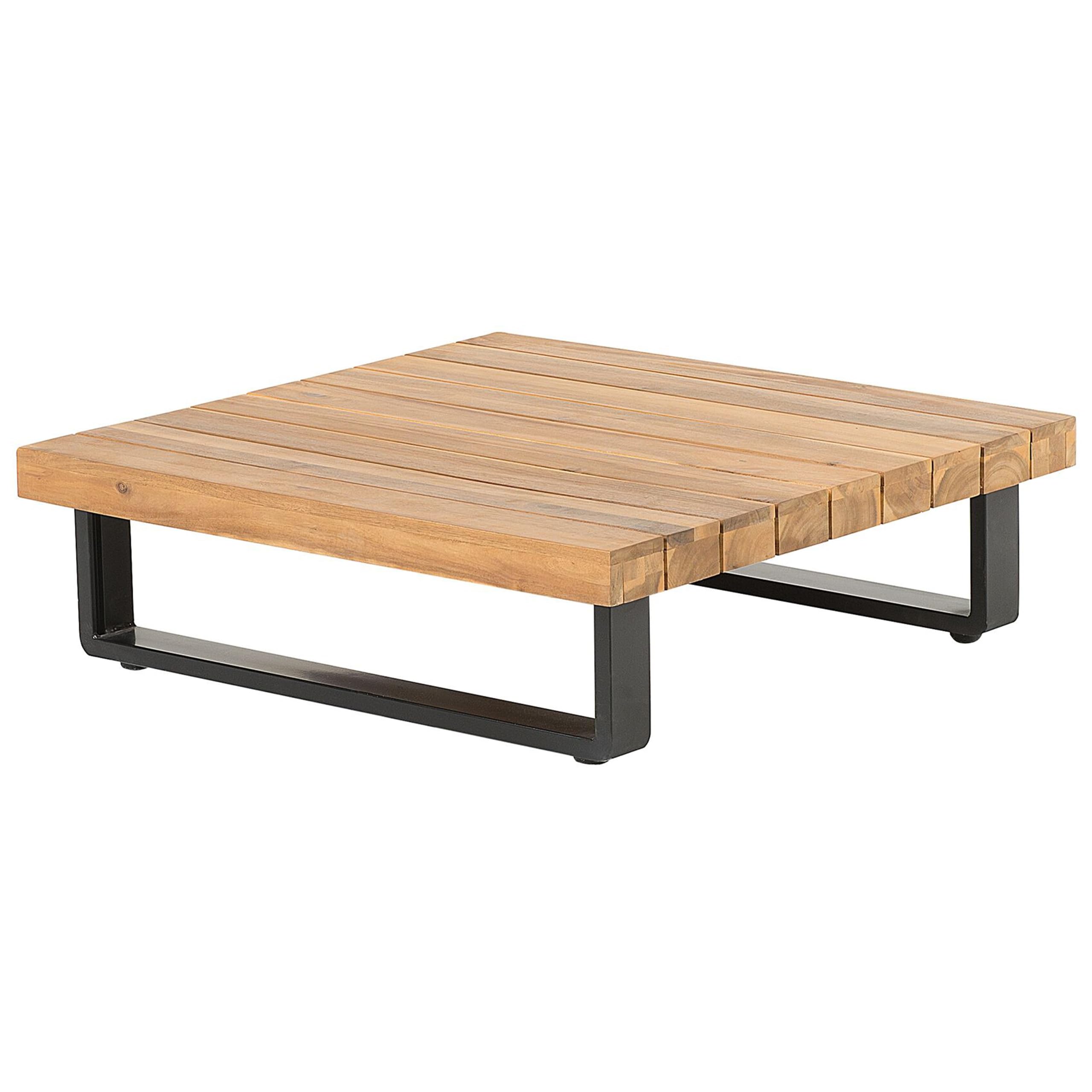 Beliani Lounge Set 5-Sitzer FSC Akazienholz Hellbraun mit Auflagen grau Modern Mykonos