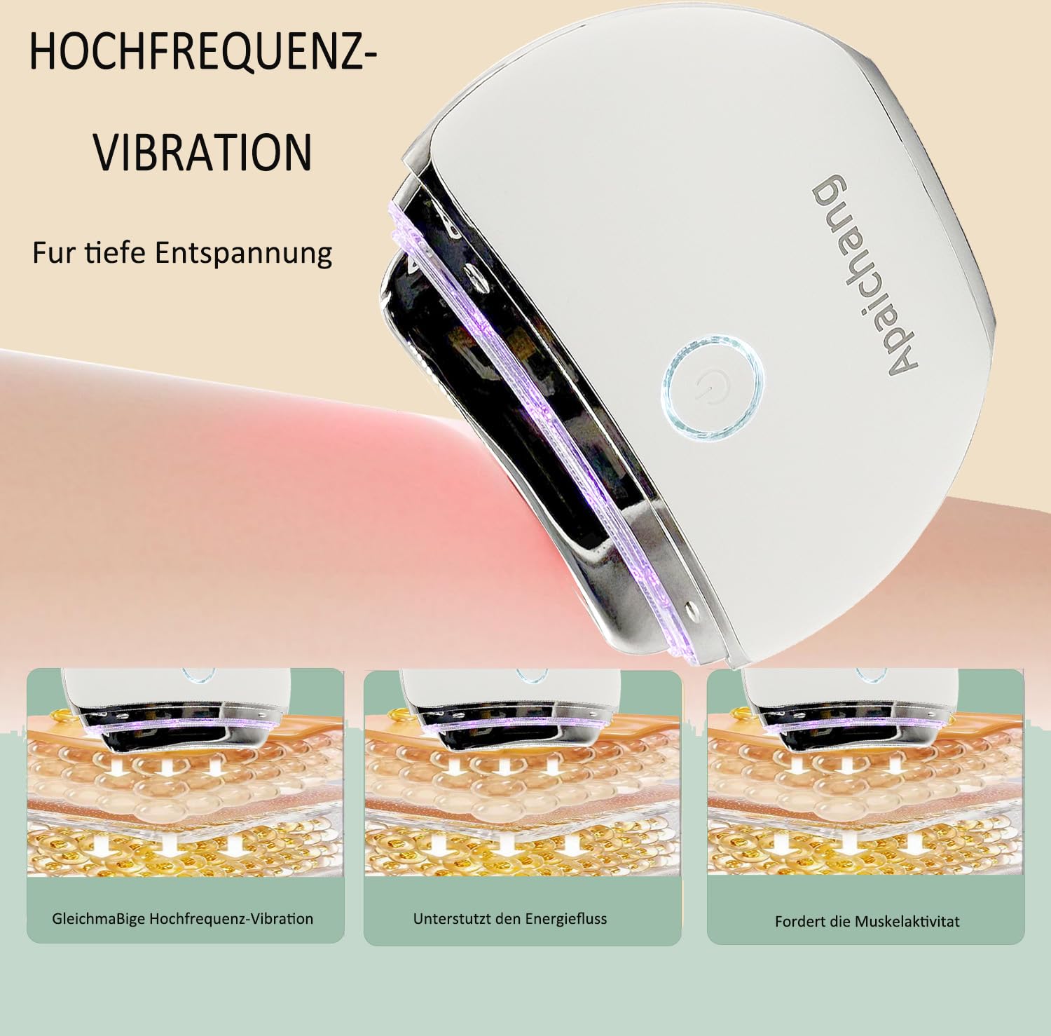 EMS Gua Sha Elektrisch, Apaichang Gesichtsmassagegerät mit Vibration & Wärme Massagegerät Face Lifting Gesicht 4 Modi Guasha Face Massager mit Rot,Blau,Lila Anti Aging,Gegen Falten