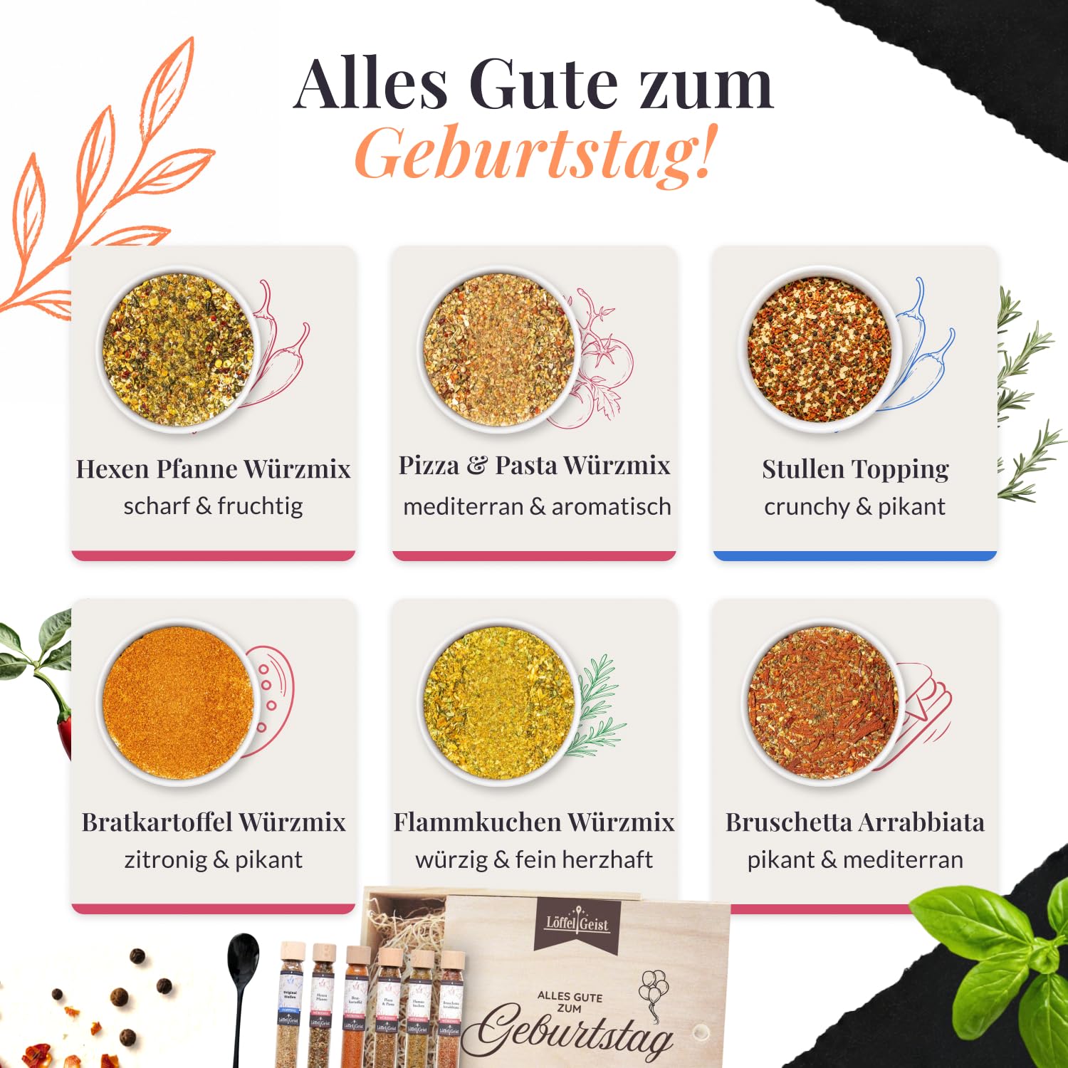 Löffelgeist® Gewürz-Geschenkbox Alles Gute zum Geburtstag