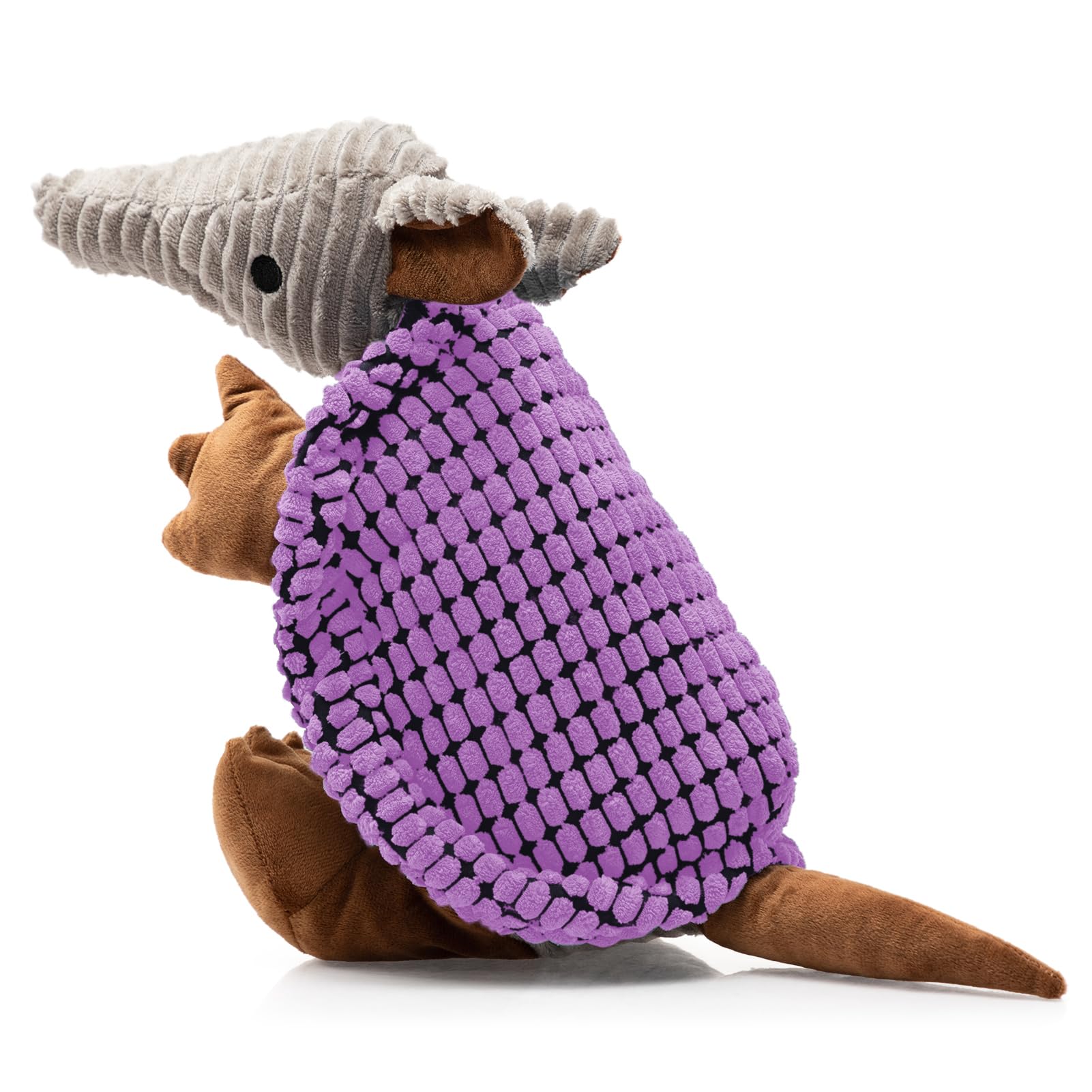 Hollypet Dog Toys, Plush Dog Toys, Squeaky Dog Toys, Stuffed Toys for Small Medium Large All Breed Sizes Dogs, Big Armadillo Animals Toy, Puppy Chew Toy with Clean Teeth, Purple, 10in