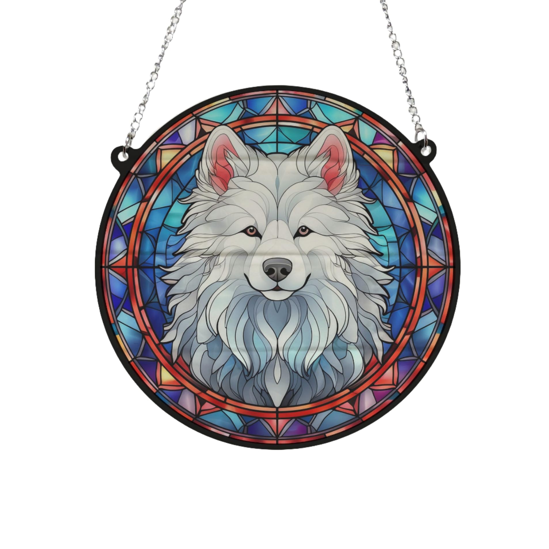 Samoyed Stained Glass Effect Suncatcher Gift for Dog Lovers - 13cm