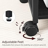 Vista 7 de Carrito de impresora industrial, soporte de impresora móvil de 3 niveles, carrito rodante con tomas de corriente y puertos USB, soporte de impresora