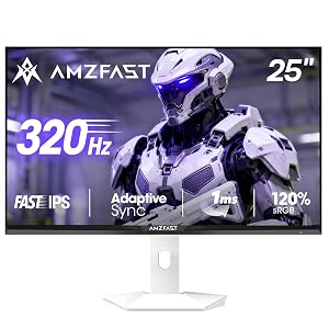 Amzfast 25 inch 320Hz 300Hz 240Hz White Gaming Monitor FHD 1080P 1ms Fast IPS 12 Months Warranty Exchange