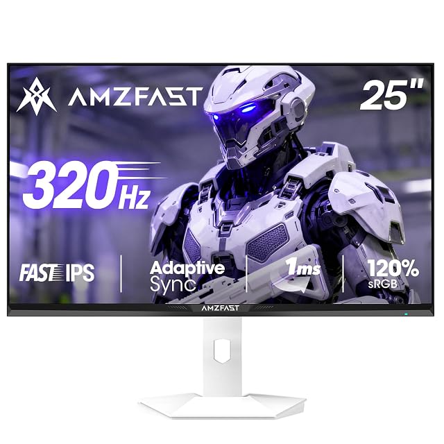 Amzfast 25 inch 320Hz 300Hz 240Hz White Gaming Monitor FHD 1080P 1ms Fast IPS 12 Months Warranty Exchange