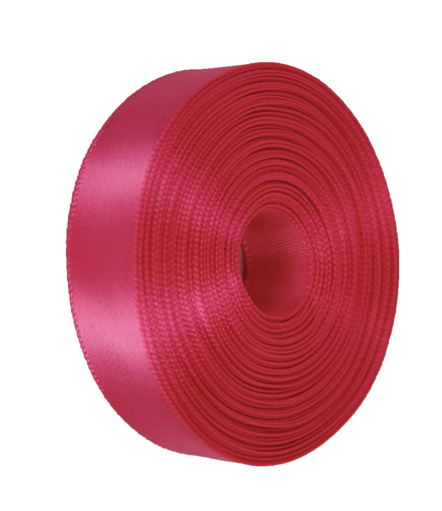 HOT Pink Rolled up 7/8" Single FACE Satin Ribbon 100% Polyester Choose Length (7/8" X 10 Yards)