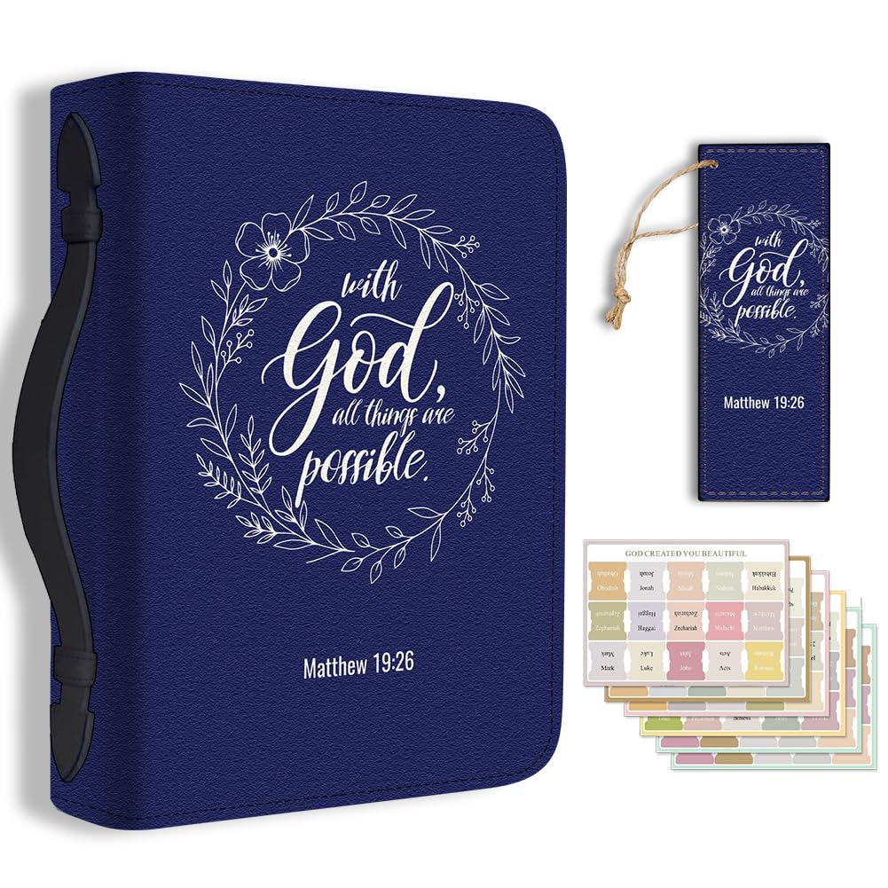 TNKBREEZE Bible Cover Minimalist PU Leather Bible Case with Bookmark Linear Wreath Bible Note Books Carrying Accessories for Women Men Christian Gift 11.2x8x2.3 In โ image 1