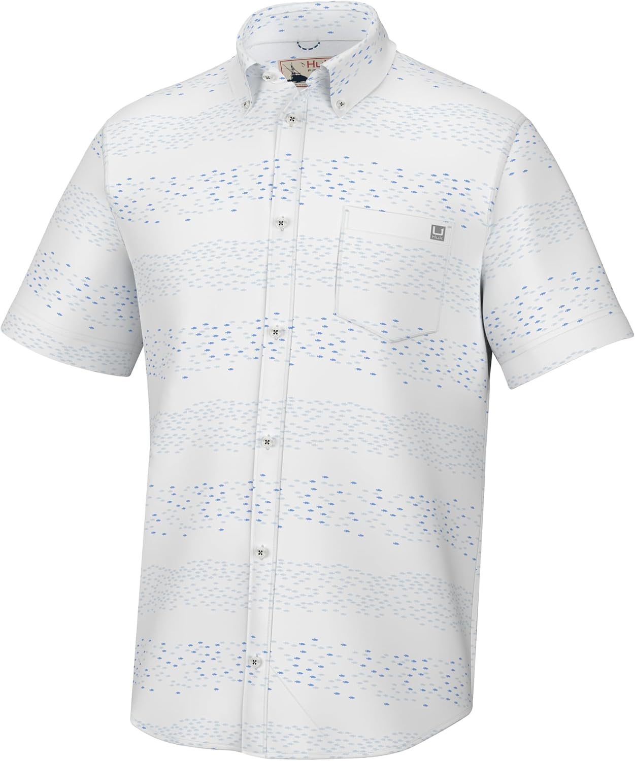 HUK Men's Kona Pattern Short Sleeve Fishing Button Down Shirt for Men