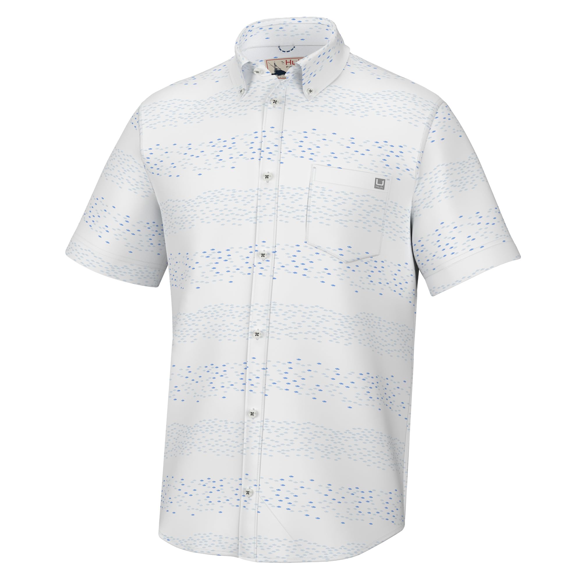 HUK Men's Kona Pattern Short Sleeve Fishing Button Down Shirt