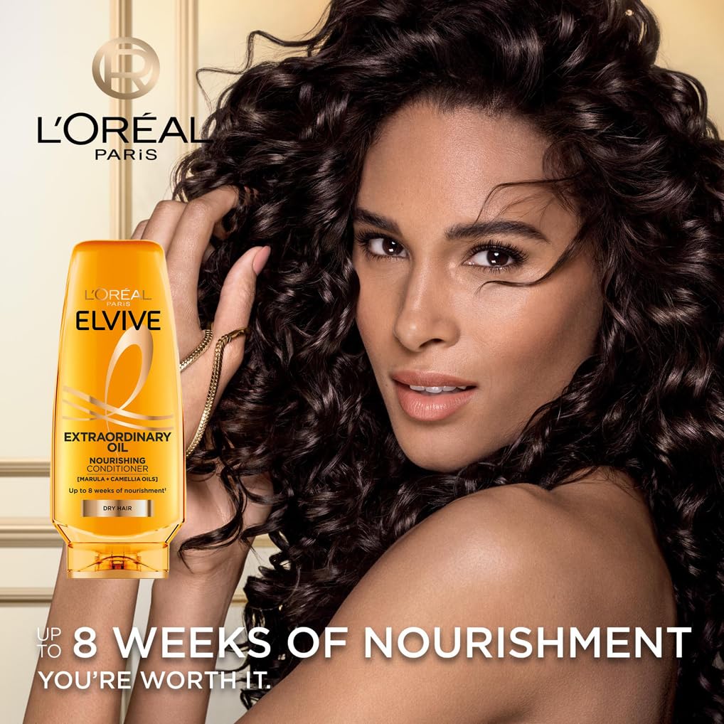 L'Oral Paris Elvive Extraordinary Oil Nourishing Conditioner, with Marula & Camellia Oils, for Dry Hair, Suitable for all hair textures, 500ml - Image 2