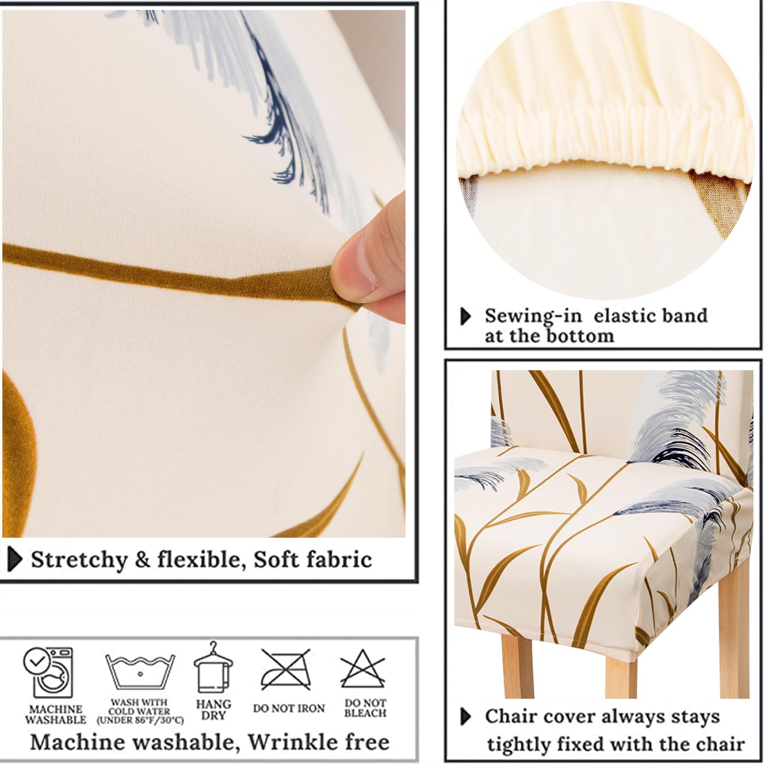 TOMMO Dining Room Chair Covers Set of 4, Stretch Removable Washable Spandex Dining Chair Slipcovers Protectors - Image 4