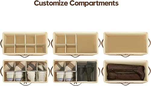 Miniatura 4 de Varhomax Caja Organizadora de Zapatos para Armario, Pequeño Organizador de Tela para Zapatos con Divisores Ajustables y Cubierta Transparente,