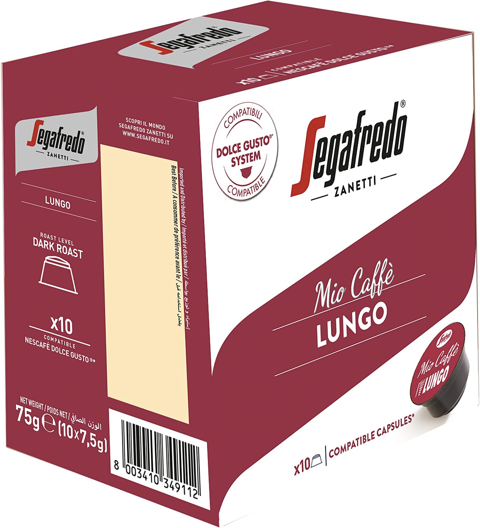 Mio Caffe Lungo Dolce Gusto Compatible Capsules 75 gm - Pack of 10