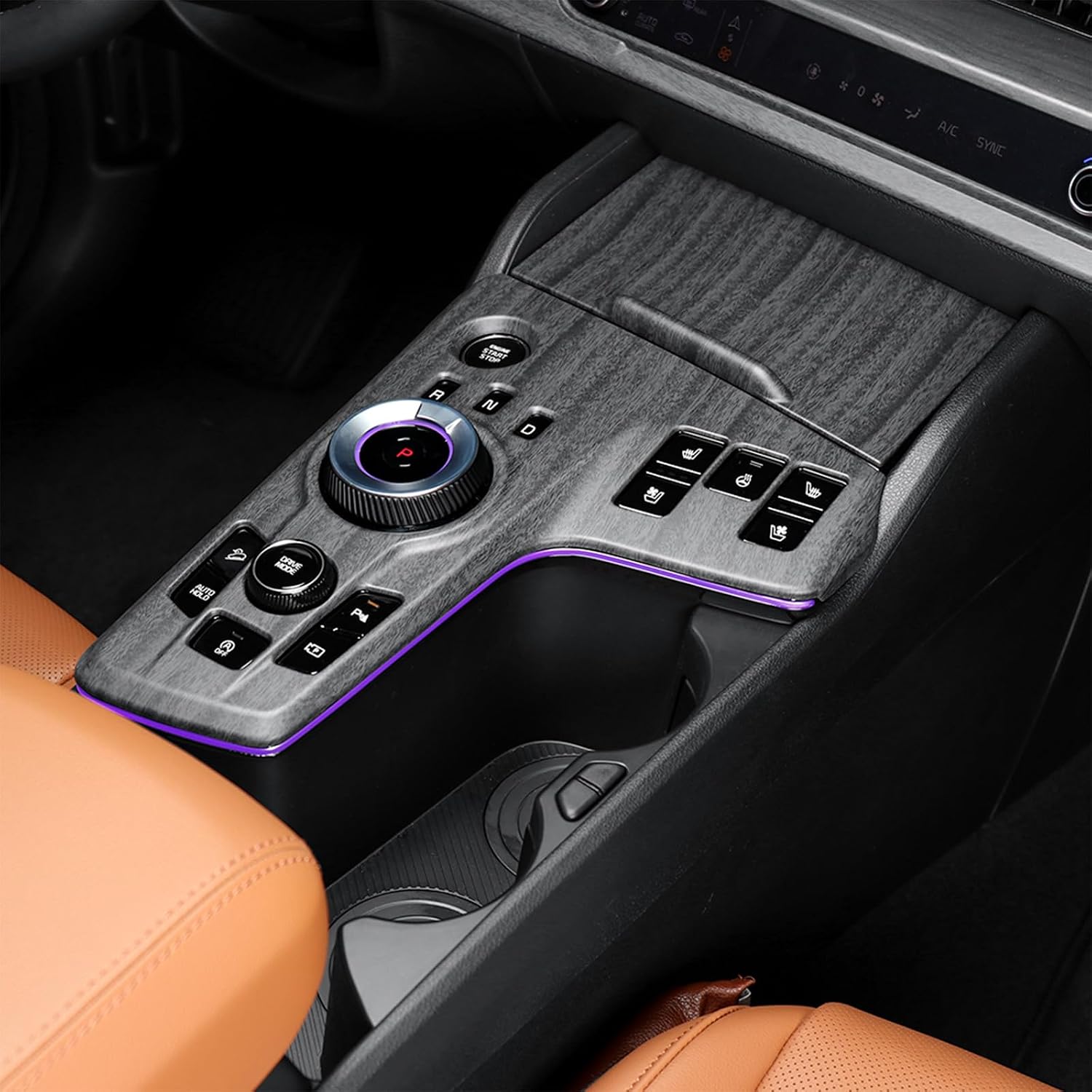 Compatible with 2023 2024 2025 Kia Sportage Accessories Center Console Gear Shift Panel Cover Decoration Trim Electronic Gear Only (Wood Grain)