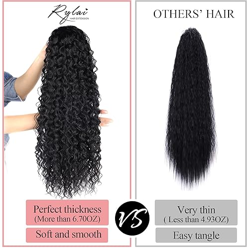 Miniatura 3 de Extensión de cola de caballo de 30 pulgadas de pelo largo lacio sintético liso y suave cola de caballo alta con clip de peine