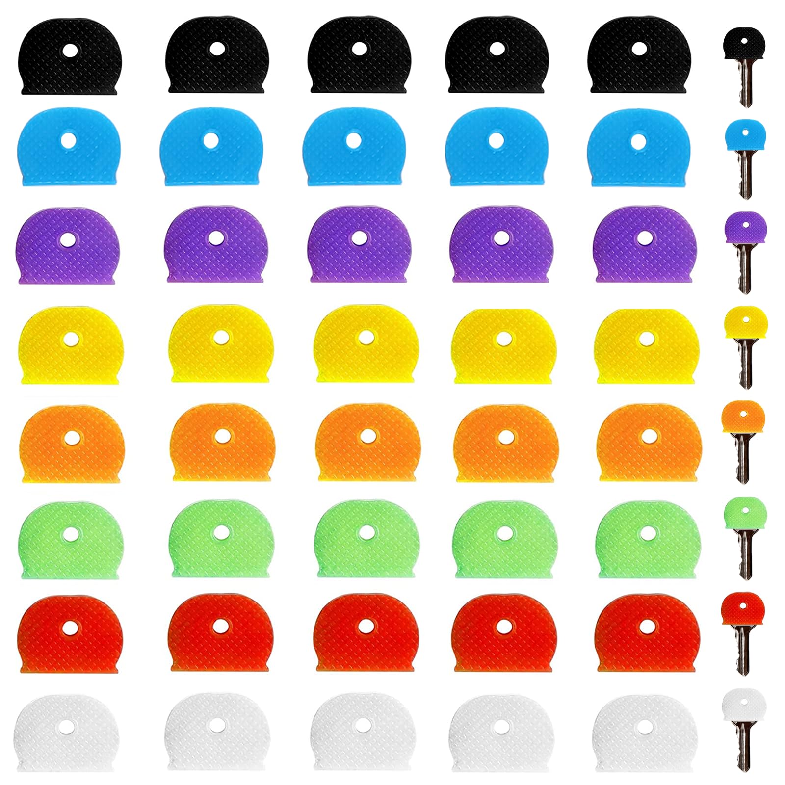 40 Pack Key Caps Covers Tags Set Plastic Keys Color Identifiers Labels Colored Key Covers Identifier Tag Cover