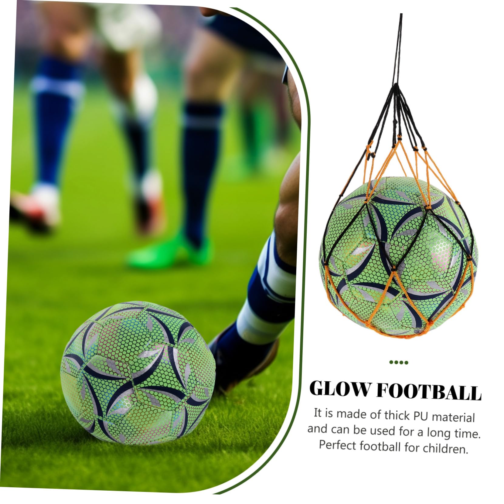 BESTonZON Balón de Fútbol Luminoso Verde de PU Resistente al Desgaste para Entrenamiento Deportivo, Tamaño Número 4, Balón Brillante para Adultos y Niños, Adecuado para Juegos Nocturnos