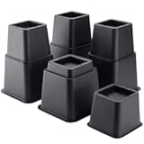 BTSD-home Adjustable Bed Risers 4 Pack Bed Raisers Blocks Lifts 3,5 or 8 Inch Heavy Duty Suitable for Couch Desk Chair and Sofa Black