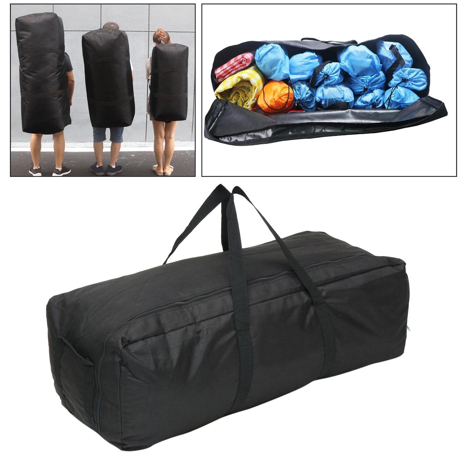 Borsone impermeabile grande per sport, palestra, viaggi, all'aperto, 55 l, nero, Nero, 100 l, 100L, come descrizione