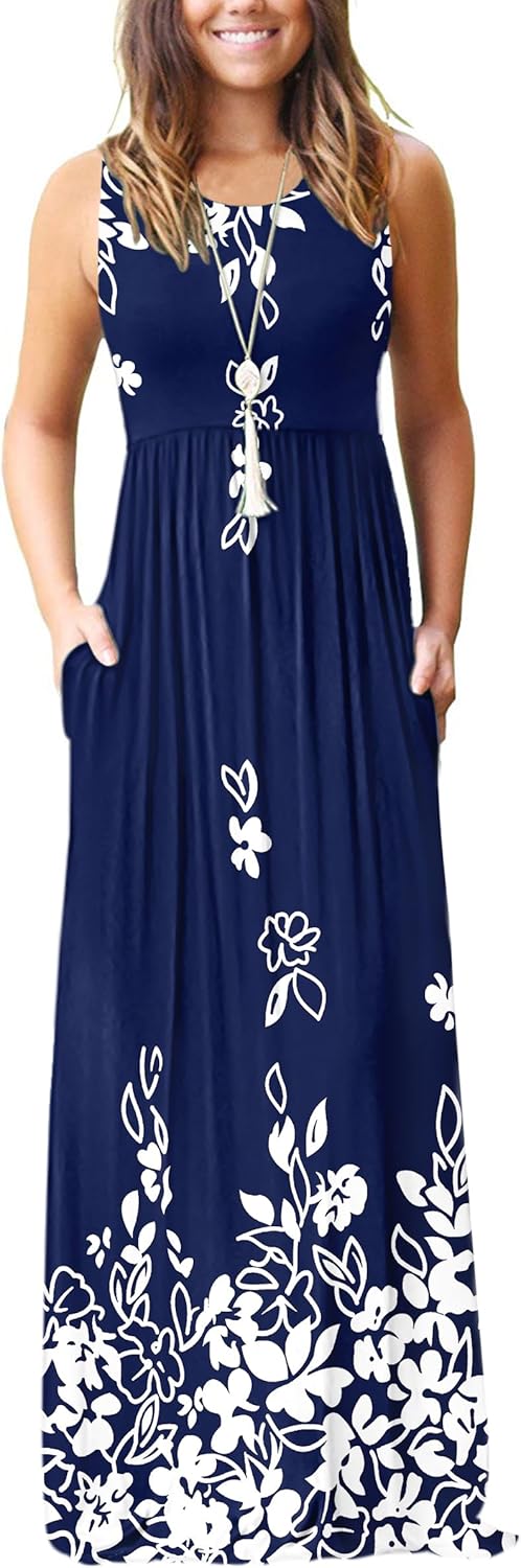 AUSELILY Women's Classic Sleeveless Loose Plain Casual Long Maxi Dresses for Women 2026