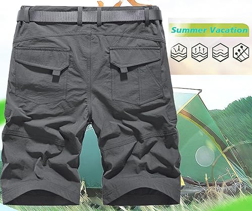 Miniatura 2 de Pantalones cortos de senderismo para hombre, de secado rápido, estilo cargo, casual, para exteriores, elásticos en 4 direcciones, ligeros, de verano